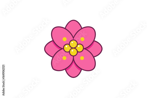 A vibrant pink floral blossom with delicate petals is beautifully isolated on a clean white background, perfect for spring or summer design and decoration