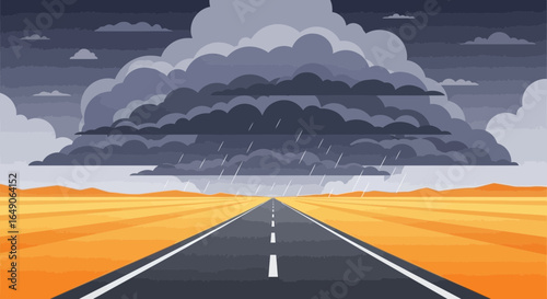 Road To The Storm A Dramatic Landscape With An Approaching Downpour
