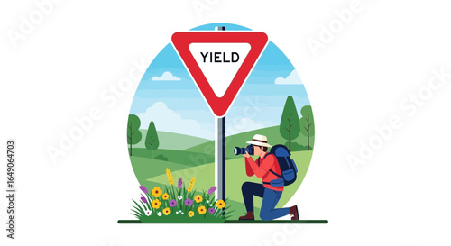Roadside Scenery Captured By Photographer Amidst Nature And Traffic Sign