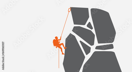 Rock climbing adventure illustration showcases determination and outdoor sports climbing