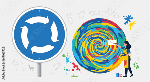 Roundabout And Colorful Art Creation An Artist Creating Vision For Future