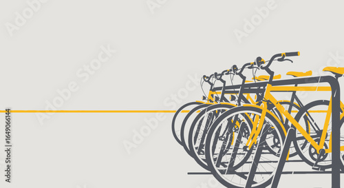 Row Of Bicycles In A Rack With Space For Creative Content