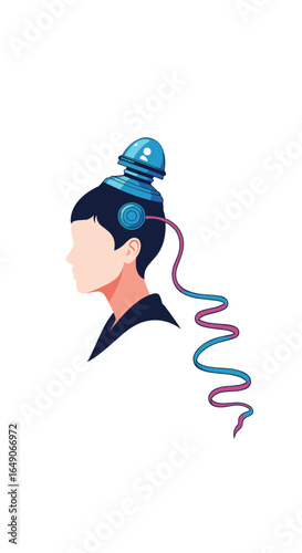 Futuristic headset enhancing human cognition and sensory perception for advanced brain interface and digital immersion experiences