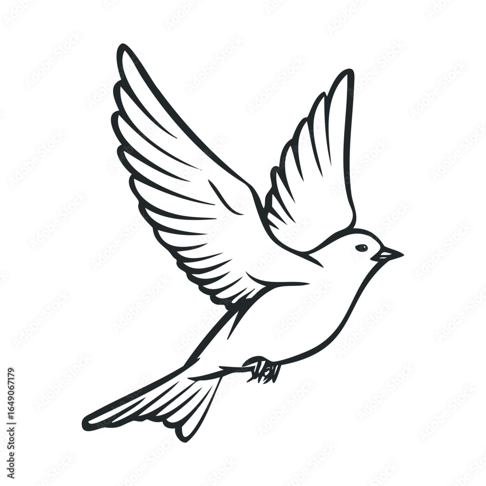 Fototapeta premium Elegant bird flying with spread wings in dynamic motion moment