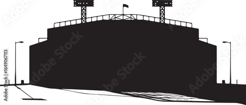Iconic stadium silhouette ready for game day excitement