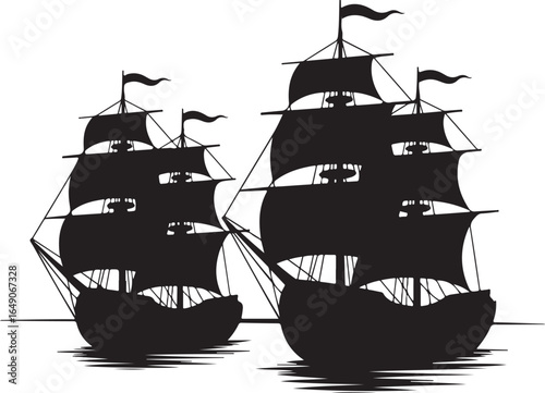 Two majestic sailing ships on the ocean waves