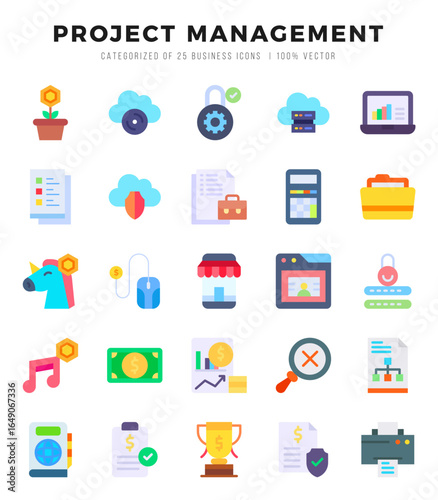 Wallpaper Mural Vector Project Management types icon set in Flat style. vector illustration. Torontodigital.ca