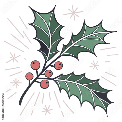 Single Holly Leaf with Colored Light Effects