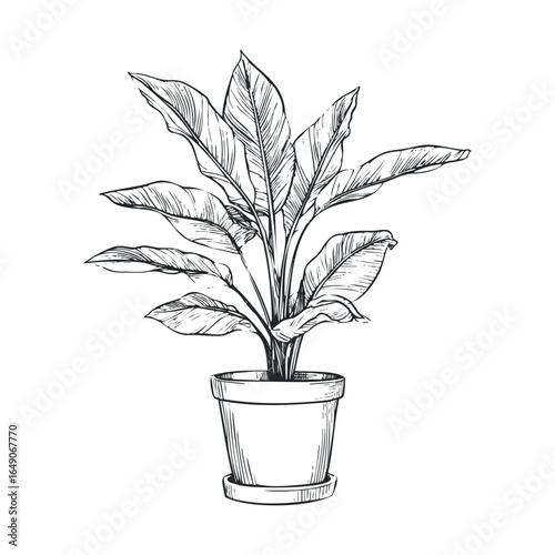 Houseplant design for interior decor with lush green leaves