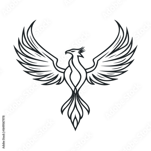 Elegant phoenix design with detailed feathers for projects