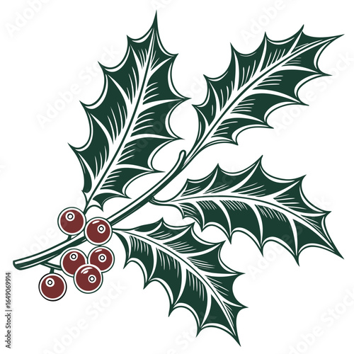 Single Holly Leaf with an Embossed Raised Effect