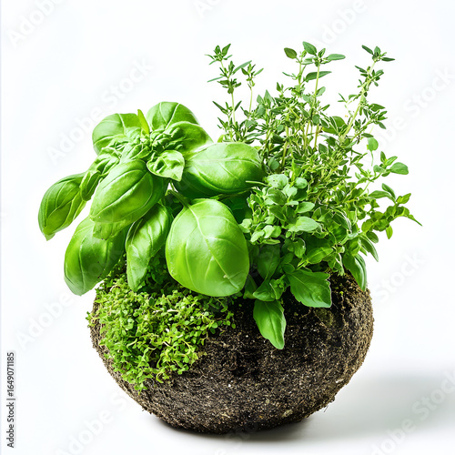 fresh herbs in a pot