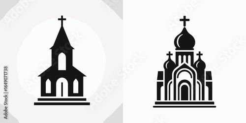 Church. Retro Vintage Line Art Clipart Silhouette Vector Illustration. House of prayer a location for devotion worship center holy edifice temple faith.
