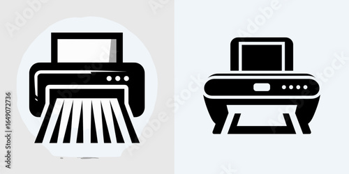 Scanner. Retro Vintage Line Art Clipart Silhouette Vector Illustration. Digital data reader input instrument for document imaging and form capture.