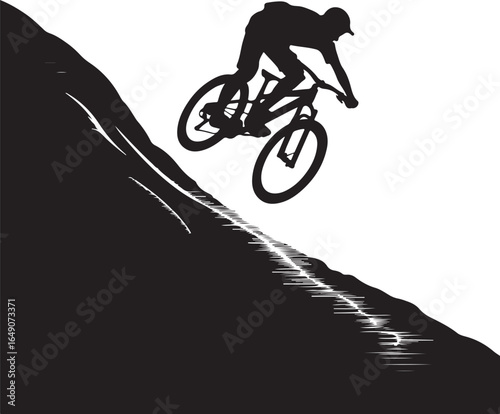 Dynamic cyclist conquers steep downhill terrain with speed
