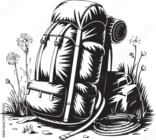 Ready for adventure? Packed backpack awaits exploration.