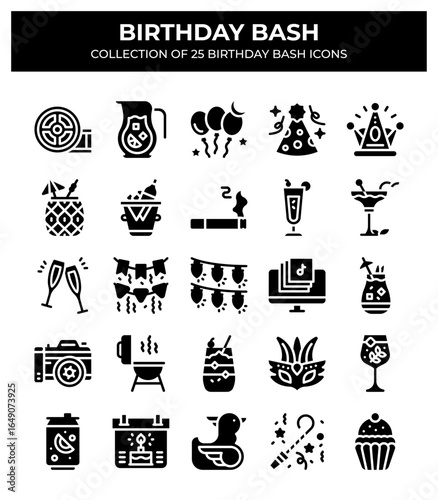 Birthday Bash. Collection of 25 Birthday Party Icons