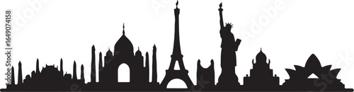 Iconic world landmarks skyline silhouette travel adventure