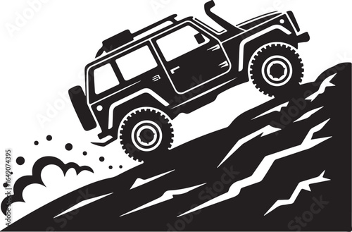 Off road adventure vehicle conquering steep terrain