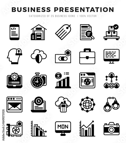 Business Presentation icon pack for your website. mobile. presentation. and logo design.