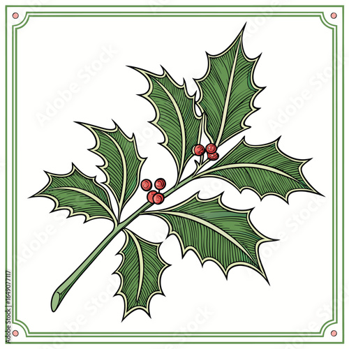 Single Holly Leaf with Dimensional Side Lighting