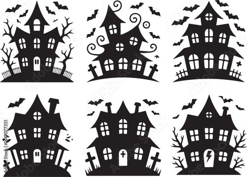 Wallpaper Mural Spooky haunted houses with bats and crosses Torontodigital.ca