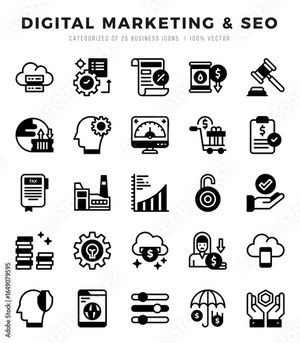 Digital Marketing & SEO icons set for website and mobile site and apps.