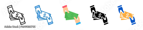 Cash Payment multiple style icons set design vector illustration. 