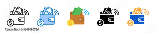 Ewallet multiple style icons set design vector illustration. 