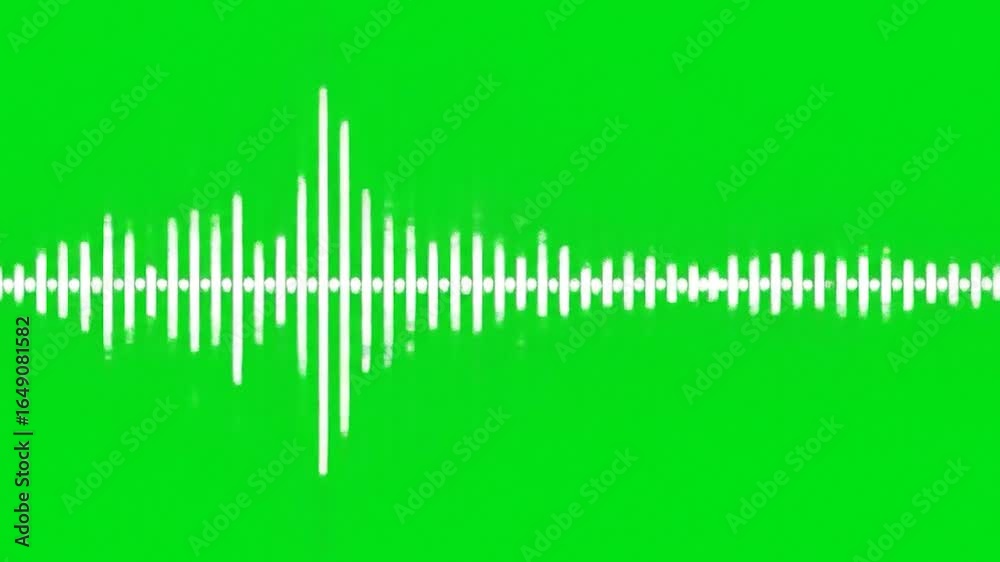 White Sound Waveform Visualizer on a Green Screen Background for Audio ...
