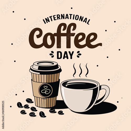 Celebrating international coffee day with hot coffee drinks