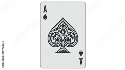 Ace of spades full playing card with decorative design for casino poker and gambling
