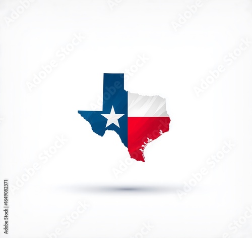 Polygonal map of texas with us state flag showing lone star