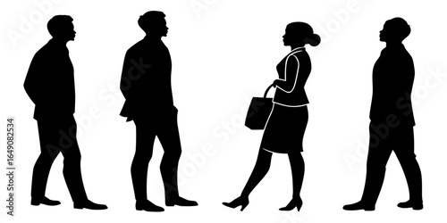 Vector illustration of a standing family silhouette with father, mother, and child