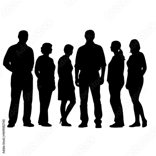 Vector silhouette illustration of a business group walking with a crowd