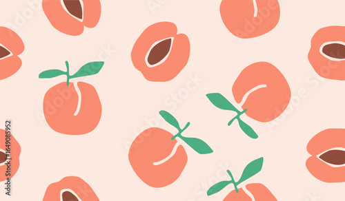 Cute peach fruits pattern background vector design