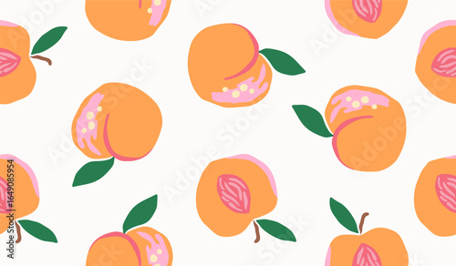 Cute peach fruits pattern background vector design