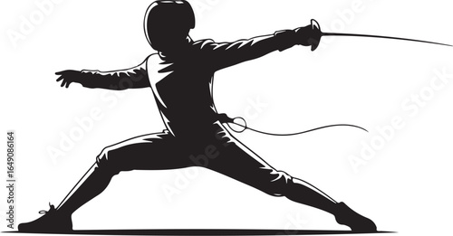 Dynamic Fencer in Action: Competitive Sports Silhouette Design