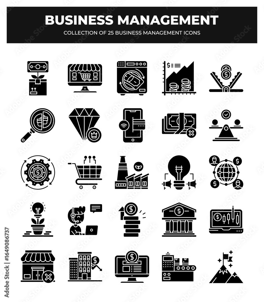Obraz premium Collection of 25 Business Management Icons: Streamline Your Workflow