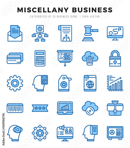 Miscellany Business Two Color icons collection. 25 icon set in a Two Color design.