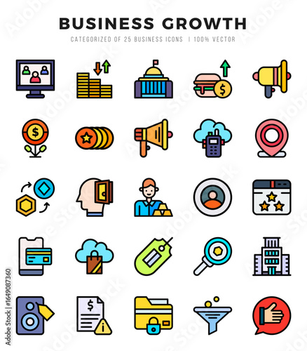 icons set. Business Growth for web. app. vector illustration.