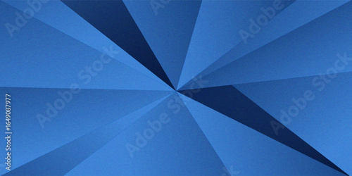 Black dark navy blue silver abstract pattern background. Geometric shape. Line triangle angle fold polygon diamond 3D. Color gradient ombre. Rough grain noise.