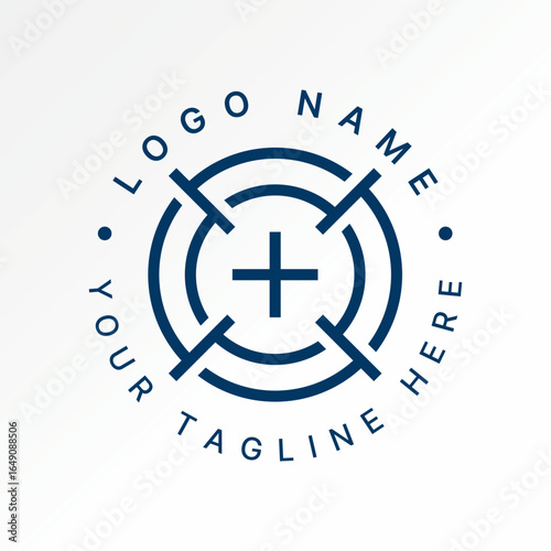 Logo design graphic concept creative premium vector stock image top sell shoot target symbol accuracy center precision sniper photographic objective
