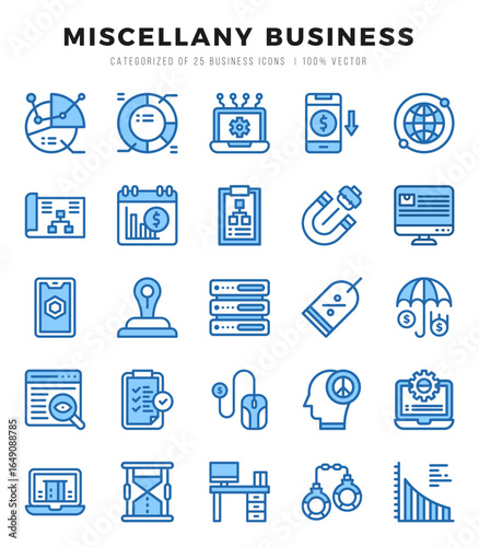 Miscellany Business icons set. Vector illustration.