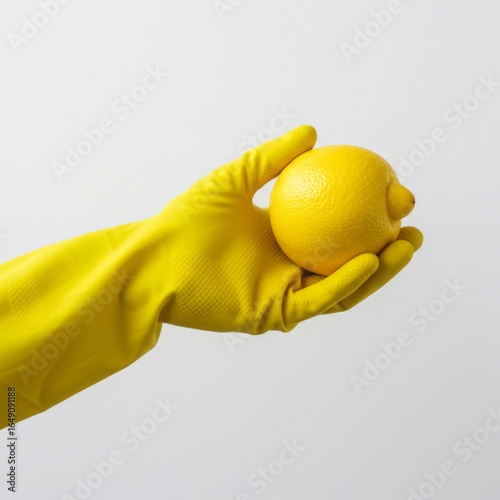 woman in yellow rubber gloves