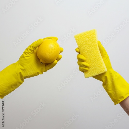 woman in yellow rubber gloves