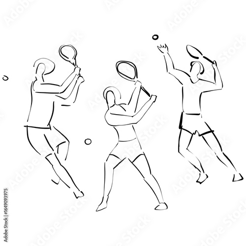 tennis player silhouette. Hand drawn vector sketch