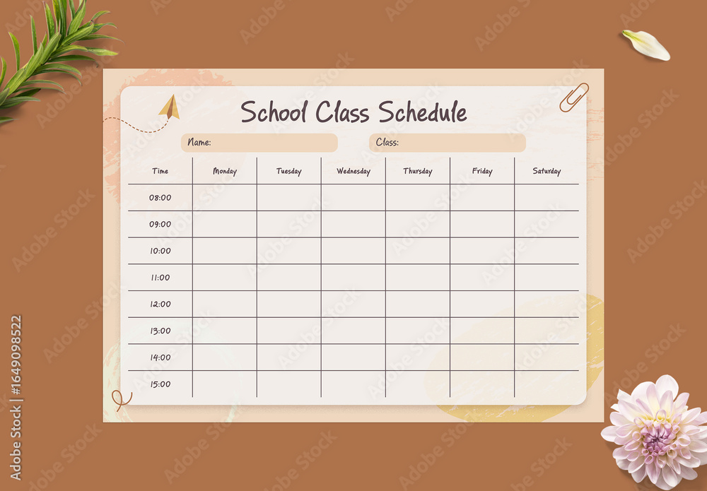 Class Schedule Layout Stock Template | Adobe Stock
