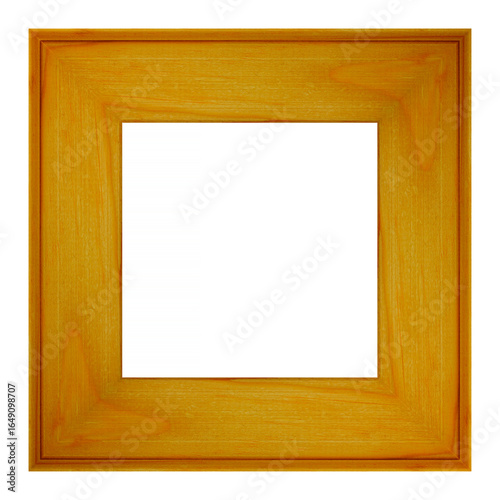 blank light brown square wooden frame isolated on white