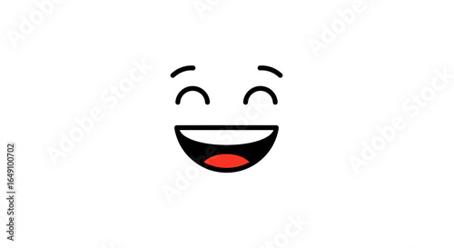 Laughing face emoji with open mouth in minimal color style